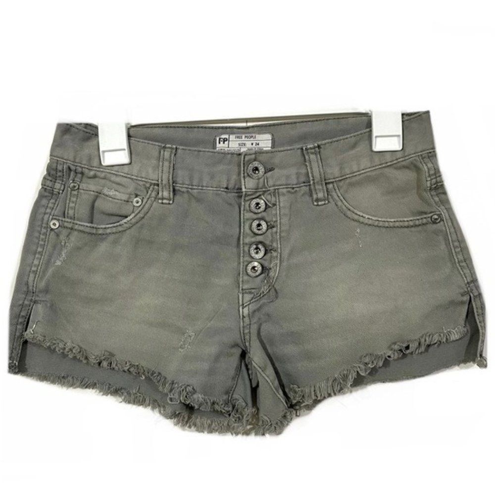 Free People High Waisted Grey Wash Jean Shorts